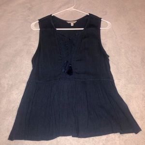 Lucky Brand Navy Blue Sleeveless Tank